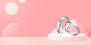 粉色简约大气钻戒项链展示台珠宝展板背景珠宝背景